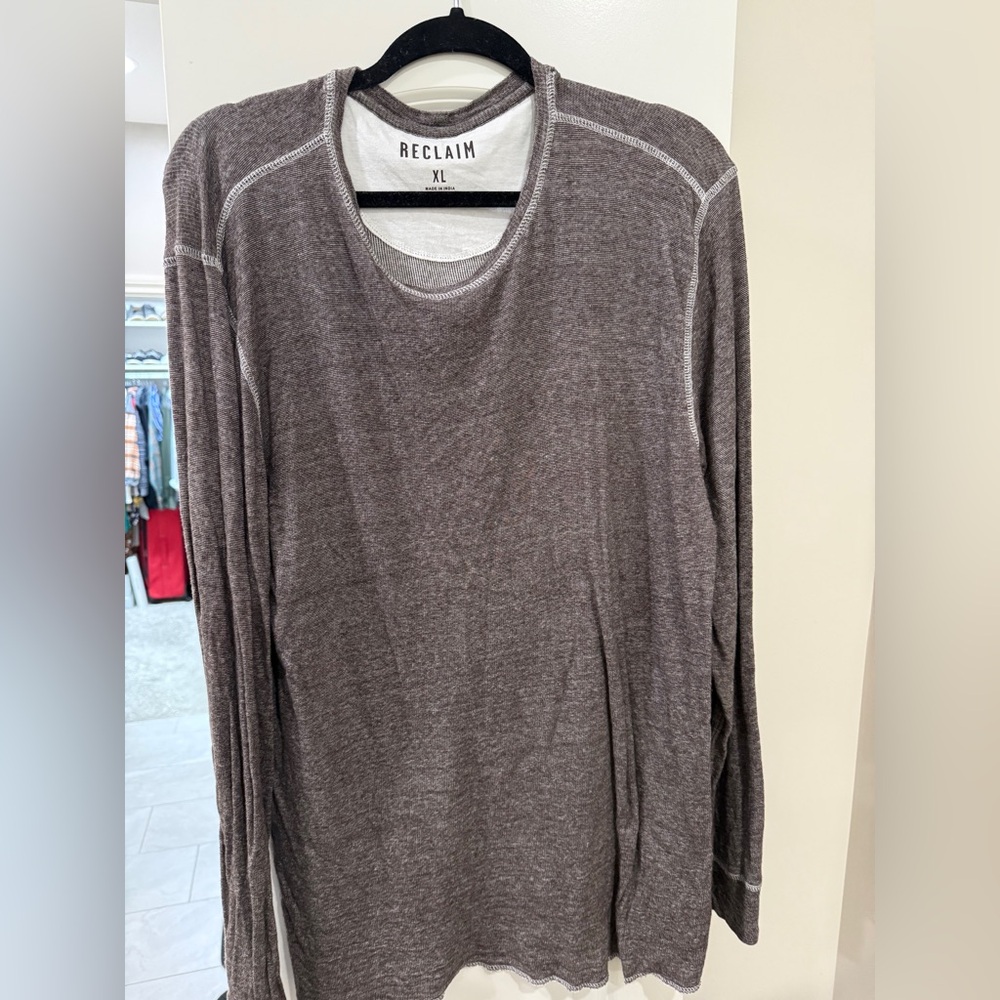 Reclaim Men’s Coffee Brown Heathered Thermal Long Sleeved Shirt